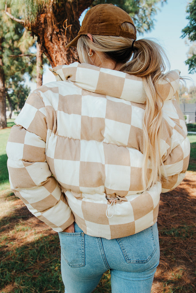Latte Checkered Puffer