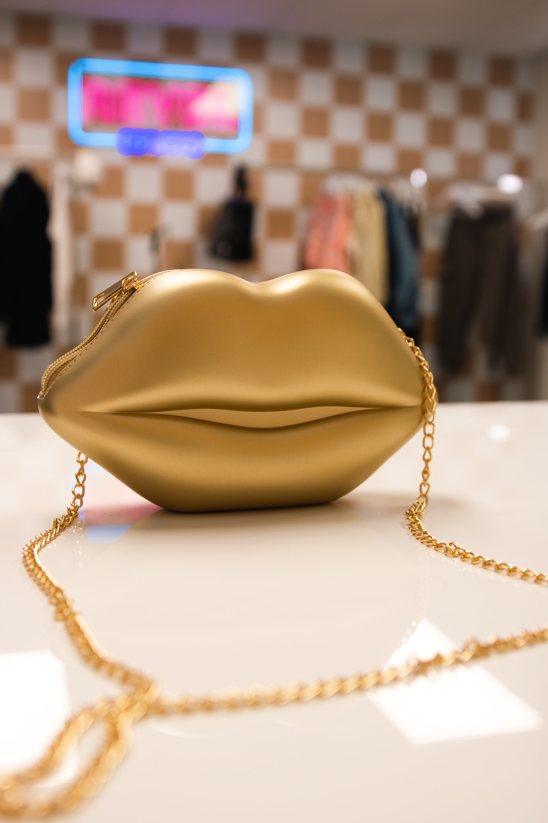 Lip shaped makeup pouch best sale