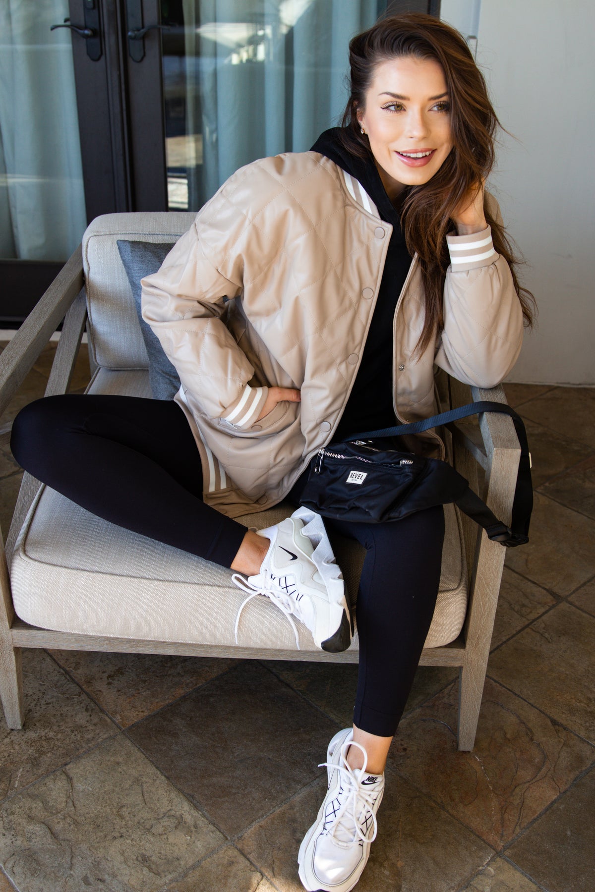 Beige Bomber Jacket